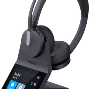 Yealink HA64 Pro Wireless DECT & Bluetooth Headset with Touch Screen for Office, Home, Desk Phone, Computer, Smartphone (Dual Speaker)